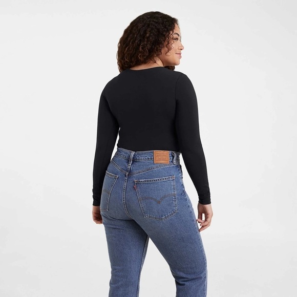 Nuuds Black Crewneck Long Sleeve Bodysuit Size Large - Picture 2 of 5